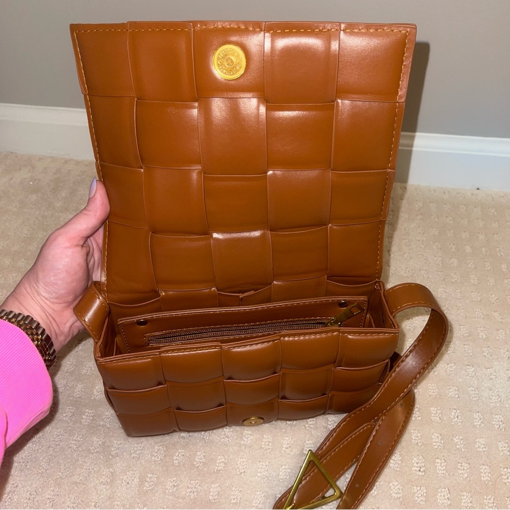 Amazon Brown Woven Leather Crossbody Bag - Picture 3 of 15